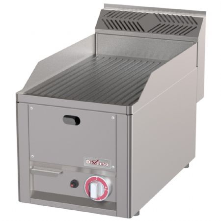 Plaque à snacker pro profondeur 600 rainurée gaz - Diverso By Diamond - WR-GPRS-24