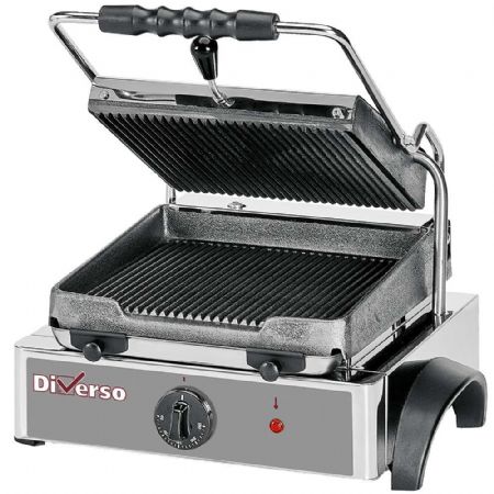 Grill panini professionnel simple plaque fonte 255x255 mm - Diverso By Diamond - WR-GR42-33
