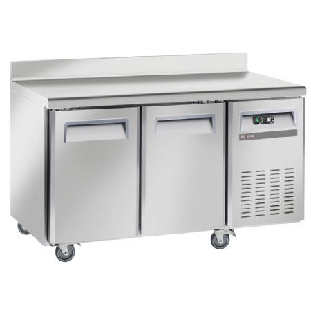 Table négative ventilée 2 portes pleines GN 1/1 avec dosseret sur roues - Diverso By Diamond - WR-GTB2-2BD