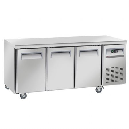 Table frigorifique professionnelle ventilée 3 portes GN 1/1 positive sur roues - Diverso By Diamond - WR-GTN3-3N