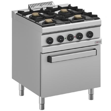 Cuisinière professionnelle 4 brûleurs gaz, four électrique à convection GN 1/1 - Diverso By Diamond - WR-M4BF-M1