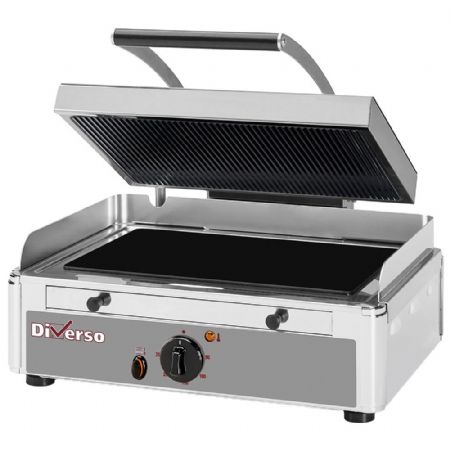 Grill panini professionnel simple vitrocéramique surface 370x250 mm - Diverso By Diamond - WR-MGVE-45