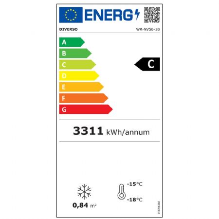 Vitrine murale Négative de Supermarché 560 litres noire 1 porte - Diverso By Diamond - WR-NV56-1B