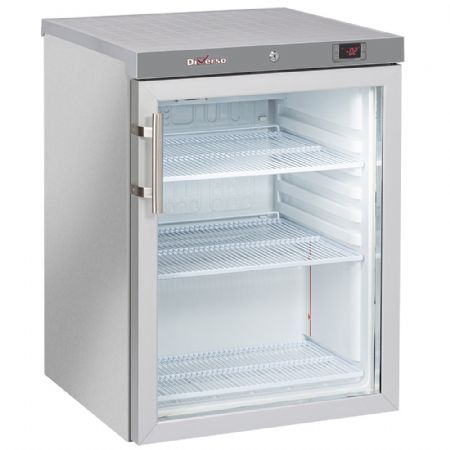 Réfrigérateur professionnel ventilé acier inox, porte vitrée, positif, 200 L - Diverso By Diamond - WR-PG21-XG