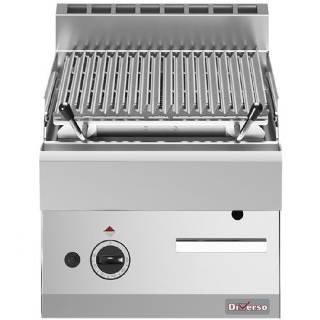 Barbecue Pierre de Lave 1/2 module, grille en fonte double face, Électrique, 400x700x280 mm - Diverso By Diamond - WR-PLX1-40