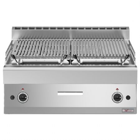 Barbecue Pierre de Lave 1/1 module, grille en fonte double face, Électrique, 800x700x280 mm - Diverso By Diamond - WR-PLX2-80