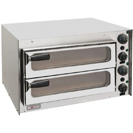 Petits four à pizza pro 350 mm, portillon vitré, double chambre, électrique - Diverso By Diamond - WR-PZ35-PV Petits four à pizza pro 350 mm, portillon vitré, double chambre, électrique - Diverso By Diamond - WR-PZ35-PV
