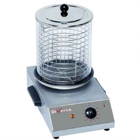 Machine à Hot-dog électrique 0.65 kW pour 40 saucisses avec 2 compartiments et bac à eau - Diverso By Diamond - WR-RHS-N