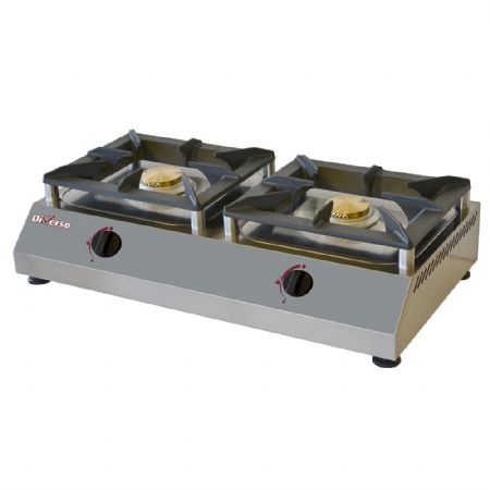 Réchaud de table gaz professionnel, 2 feux vifs 5 kW - Diverso By Diamond - WR-RTD/2G