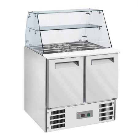 Saladette réfrigérée avec vitre bombée 2x GN1/1+3x GN 1/6-150 mm + réserve 2 portes GN 1/1 - Diverso By Diamond - WR-SAL6-L2 Saladette réfrigérée avec vitre bombée 2x GN1/1+3x GN 1/6-150 mm + réserve 2 portes GN 1/1 - Diverso By Diamond - WR-SAL6-L2
