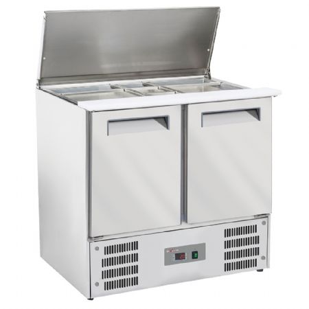 Saladette réfrigérée couvercle télescopique 2 portes pleines 2x GN1/1+3x GN 1/6-150 mm + réserve ventilée - Diverso By Diamond - WR-SAL6-S2 Saladette réfrigérée couvercle télescopique 2 portes pleines 2x GN1/1+3x GN 1/6-150 mm + réserve ventilée - Diverso By Diamond - WR-SAL6-S2
