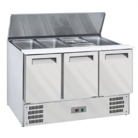 Saladette réfrigérée couvercle télescopique 4 bacs GN 1/1 150 mm et réserve ventilé 3 bacs GN 1/1 - Diverso By Diamond - WR-SAL6-S3