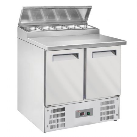 Saladette réfrigérée 2 portes pleines avec structure 5x GN1/6-150 mm et couvercle inox - Diverso By Diamond - WR-SAS2-P2 Saladette réfrigérée 2 portes pleines avec structure 5x GN1/6-150 mm et couvercle inox - Diverso By Diamond - WR-SAS2-P2