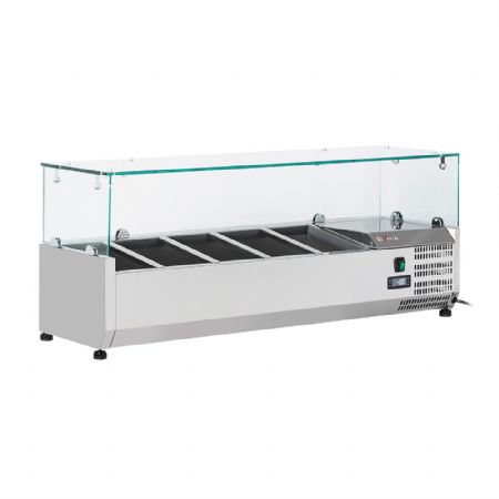 Saladette à Poser Structure réfrigérée 5 bacs GN 1/4 avec vitre, 1200x335x440 mm - Diverso By Diamond - WR-SX12-V1