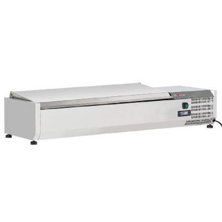 Saladette à Poser Structure réfrigérée 5 bacs GN 1/3 et 1 bac GN 1/2 -150 mm couvercle inox - Diverso By Diamond - WR-SY15-C3