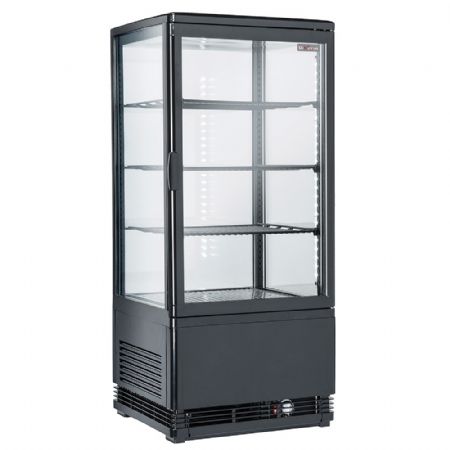 Vitrine comptoir présentation ventilé 4 faces vitrées, 4 niveaux, 80 L noire, 428 mm - Diverso By Diamond - WR-V4F1-BL