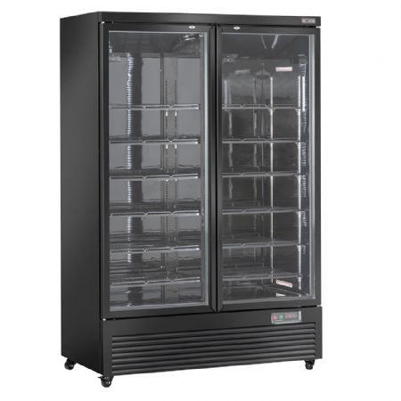 Vitrine murale de Supermarché 2 portes vitrées noire positive 1085 L - Diverso By Diamond - WR-VP99-2B