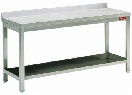 Table de travail en acier inoxydable sous-tablette et dosseret 90° 870x700x900 mm - Diamond Promo - X-BE-ZTT/8771-BAF-D