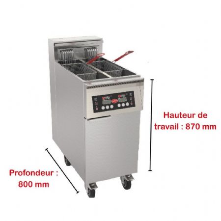 Friteuse cuisine pro profondeur 750 Triphasé 1 cuve double 2 x 11 L 22 kW - Mirror - XMART-RC3T222