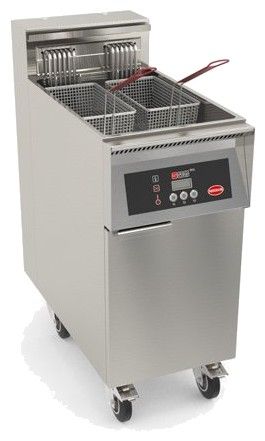 Friteuse électrique haut rendement 800mm avec thermostat électronique timer 3 prog et filtration sur coffre 17kW - 22L