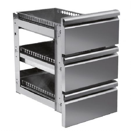 Kit de tiroirs 3x 1/3 pour table  pizza avec profondeur 800 mm