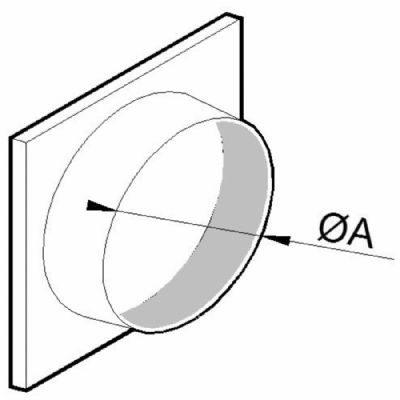 Embout d'aspiration / évacuation avec plaque de base pour tube flexible en aluminium - diametre du tube 200mm Embout d'aspiration / évacuation avec plaque de base pour tube flexible en aluminium - diametre du tube 200mm