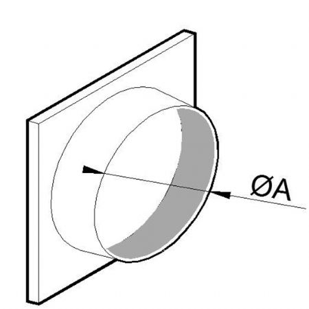 Embout d'aspiration / vacuation avec plaque de base pour tube flexible en aluminium -  diametre du tube 400 mm