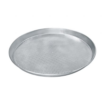 Plaque ronde pour pizzas diametre 320 mm en aluminium perfor diametre 3 mm