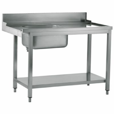Table dentre droite avec bac  gauche pour lave-vaisselle 770 x 1200 x 870 mm