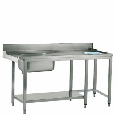 Table d�entr�e droite avec bac � gauche et trou de d�chets 770 x 1800 x 870 mm