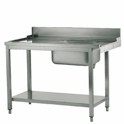 Table dentre gauche avec bac  droite pour lave-vaisselle 770 x 1200 x 870 mm