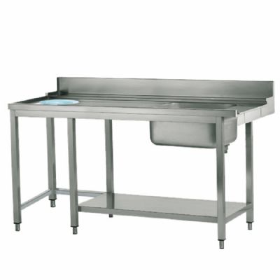 Table d�entr�e gauche avec bac �vier � droite et ouverture � d�chets 770 x 1500 x 870 mm