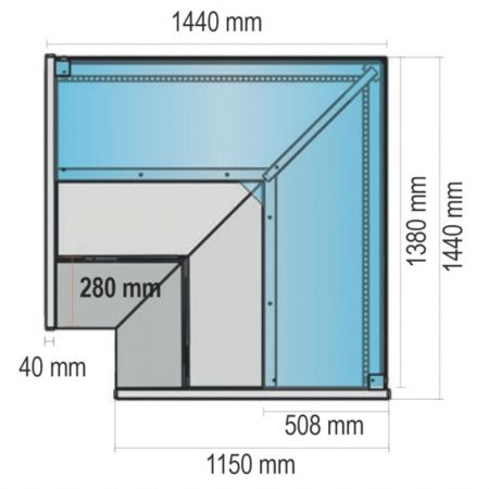Vitrine d'angle réfrigérée ventilée à viande vitre verticale, +2°/+5°C, 1440x1440x1126 mm - Virtus - Z/TM10AAA9