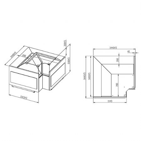 Vitrine d'angle réfrigérée ventilée à viande vitre verticale, +2°/+5°C, 1440x1440x1126 mm - Virtus - Z/TM10AAC9