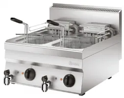 Friteuse professionnelle profondeur 650 série 650, L600, 2x10L, Triphasé, sur socle, 2 cuves de 10 L, 18 kW - Bartscher - 115205