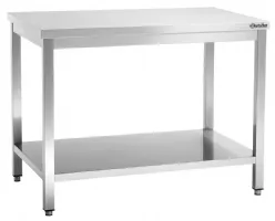 Table de Travail Inox 600, L1100, avec dosseret et étagère, 1100x600x850 mm - Bartscher - 307116 Table de Travail Inox 600, L1100, avec dosseret et étagère, 1100x600x850 mm - Bartscher - 307116