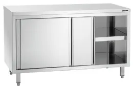 Meuble Bas de Rangement Inox neutres 700, L1400, portes coulissantes, étagères réglables - Bartscher - 337147 - BARTSCHER - 337147