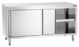 Meuble Bas de Rangement Inox neutres 700, L1600, acier inoxydable, 2 portes coulissantes - Bartscher - 337167 - BARTSCHER - 337167