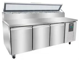 Saladette professionnelle 3 portes 8 bacs GN 1/3 couvercle verre positive - Combisteel - 7092.0115