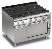 Fourneau 6 feux vifs gaz sur four gaz et placard fermé - Gamme QUEEN 700 - Baron - 70QPCFG1206 Fourneau 6 feux vifs gaz sur four gaz et placard fermé - Gamme QUEEN 700 - Baron - 70QPCFG1206