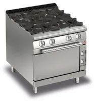 Fourneau 4 feux vifs gaz sur four électrique - gamme queen 700 - baron - 70qpcfge801 - Baron - 70QPCFGE801
