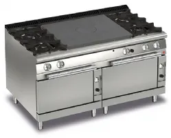Fourneau 4 feux vifs gaz + plaque coup de feu sur 2 fours gaz - gamme queen 700 - baron - 70qtp2fg161 - Baron - 70QTP2FG161 Fourneau 4 feux vifs gaz + plaque coup de feu sur 2 fours gaz - gamme queen 700 - baron - 70qtp2fg161 - Baron - 70QTP2FG161
