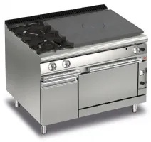 Fourneau 2 feux vifs gaz + plaque coup de feu sur four électrique et placard fermé - gamme queen 700 - baron - 70qtpfge121 - Baron - 70QTPFGE121 Fourneau 2 feux vifs gaz + plaque coup de feu sur four électrique et placard fermé - gamme queen 700 - baron - 70qtpfge121 - Baron - 70QTPFGE121
