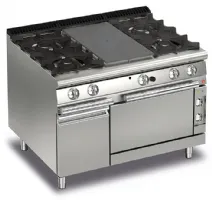 Fourneau 4 feux vifs gaz + 1/2 plaque coup de feu sur four électrique et placard fermé - gamme queen 700 - baron - 70qtpmfge121 - Baron - 70QTPMFGE121 Fourneau 4 feux vifs gaz + 1/2 plaque coup de feu sur four électrique et placard fermé - gamme queen 700 - baron - 70qtpmfge121 - Baron - 70QTPMFGE121