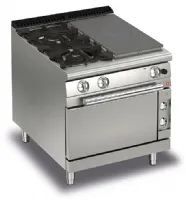 Fourneau 2 feux vifs gaz + 1/2 plaque coup de feu sur four électrique - gamme queen 700 - baron - 70qtpmfge801sx - Baron - 70QTPMFGE801SX