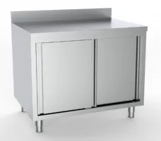 Meuble bas de rangement inox portes coulissantes avec bord relevé 1000x700x850 mm - Combisteel - 7333.0236 Meuble bas de rangement inox portes coulissantes avec bord relevé 1000x700x850 mm - Combisteel - 7333.0236