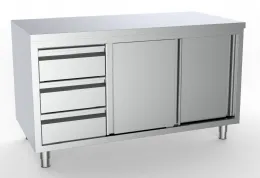 Meuble bas de rangement inox portes coulissantes et tiroirs 1400x700x850 mm - Combisteel - 7333.0248 Meuble bas de rangement inox portes coulissantes et tiroirs 1400x700x850 mm - Combisteel - 7333.0248