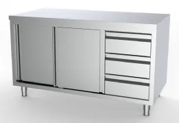 Meuble bas de rangement inox portes coulissantes et tiroirs 1800x700x850 mm - Combisteel - 7333.0260 Meuble bas de rangement inox portes coulissantes et tiroirs 1800x700x850 mm - Combisteel - 7333.0260