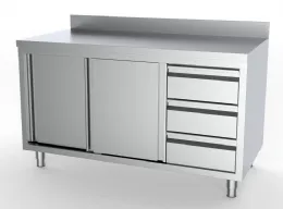 Meuble bas de rangement inox portes coulissantes avec bord relevé 1800x700x850 mm - Combisteel - 7333.0276 Meuble bas de rangement inox portes coulissantes avec bord relevé 1800x700x850 mm - Combisteel - 7333.0276