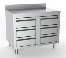 Meuble bas de rangement inox 6 tiroirs avec bord relevé 1000x700x850 mm - Combisteel - 7333.0286